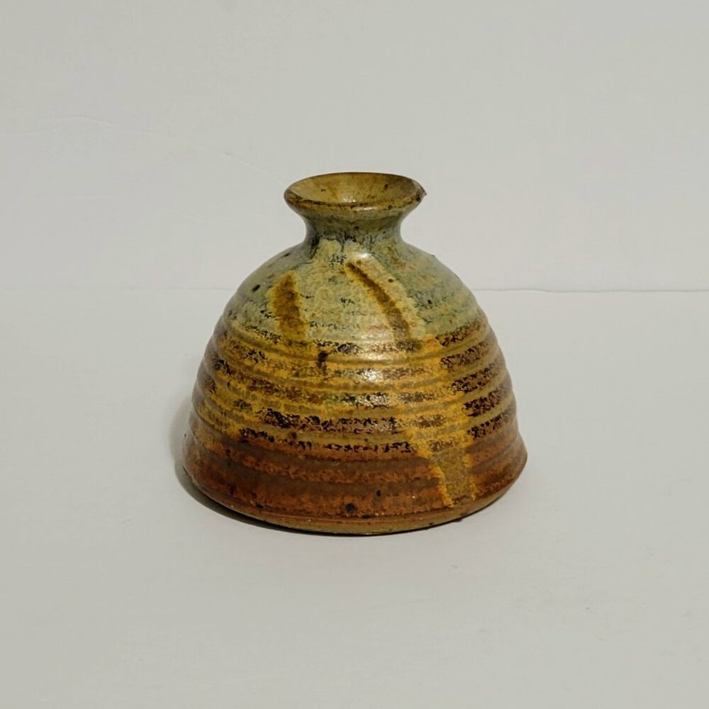 Handmade Art Pottery Brown Ombre Coil/Beehive Vase ~ Glazed ~ Signed by Artist